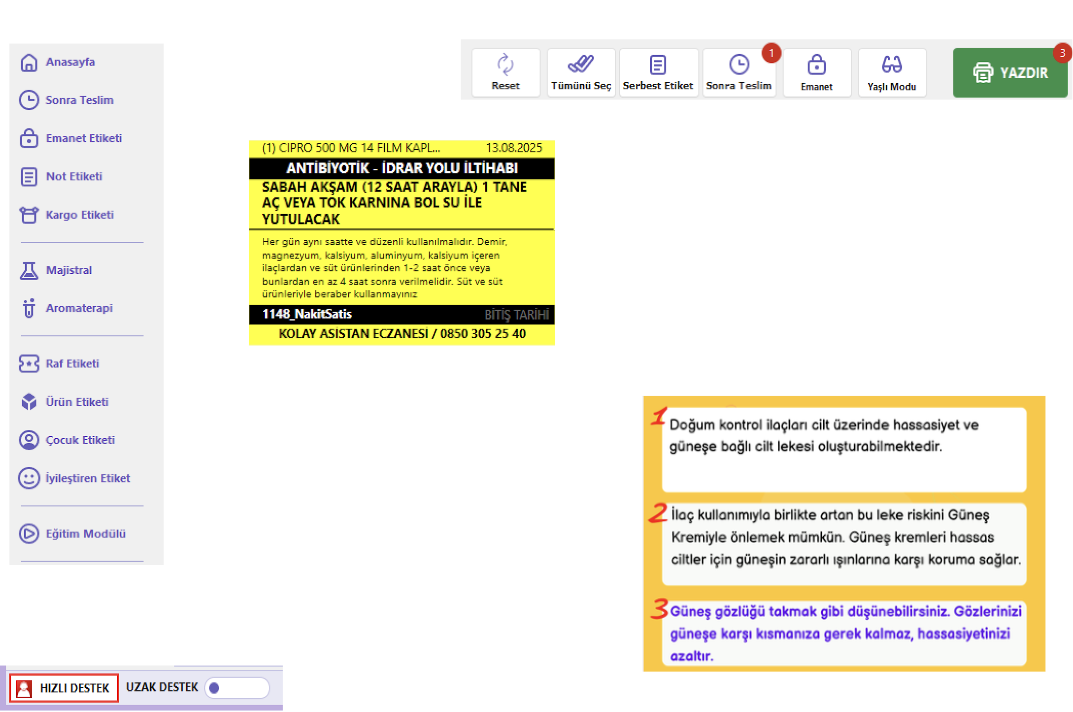 Kolay Asistan Crosspad modülü